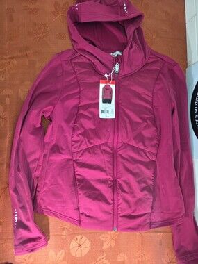 Tuff Athletics Women's PrimaLoft Hybrid Running Jacket, Berry Magenta
